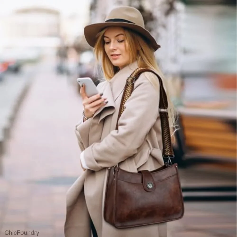 Vegan Leather Hobo Crossbody Bag with 2 Detachable Straps, Large Capacity
